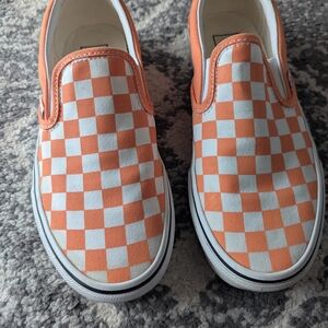 Vans Kids Sneakers Orange and White Checkered